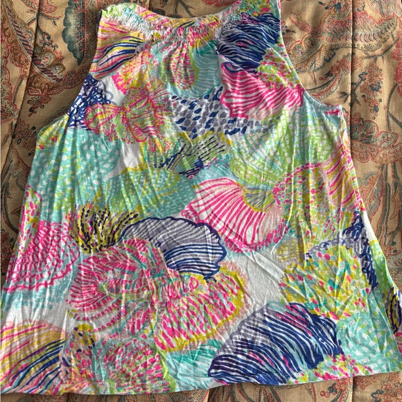 Lilly Pulitzer Essie Tank Top Henley Roar Of The Seas Shell Vibrant Size XL - Picture 5 of 5